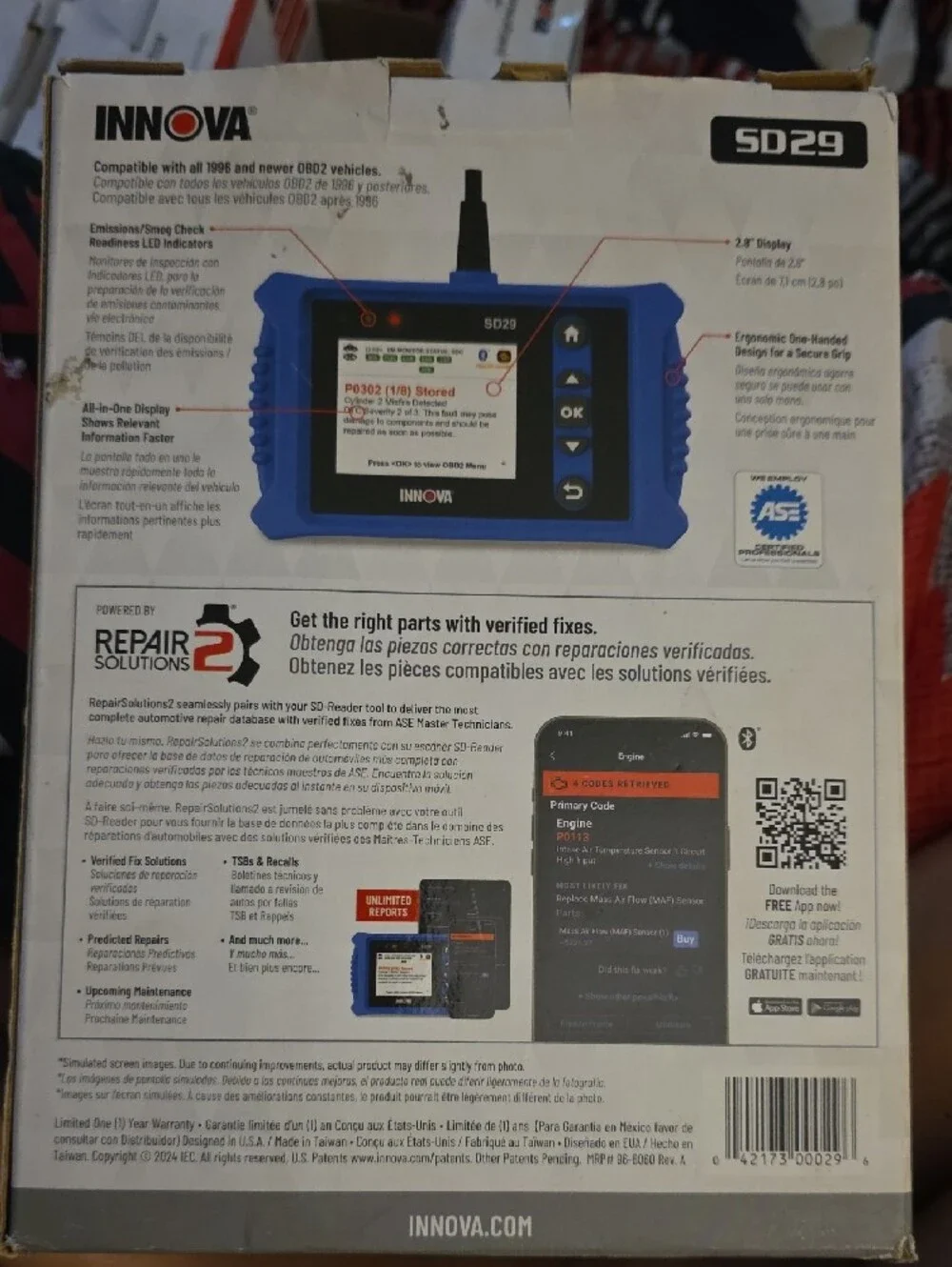 Innova SD29 Blue Diagnostic Tablet - SD-Reader OBD2 Scanner